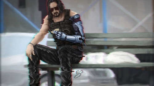 Cyberpunk 2077 Sitting Johnny Silverhand by Keanu Reeves