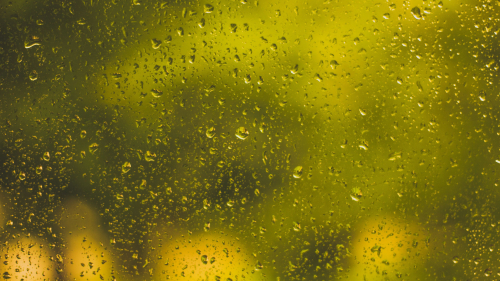 Drops on Glass Surface and Yellow Background
