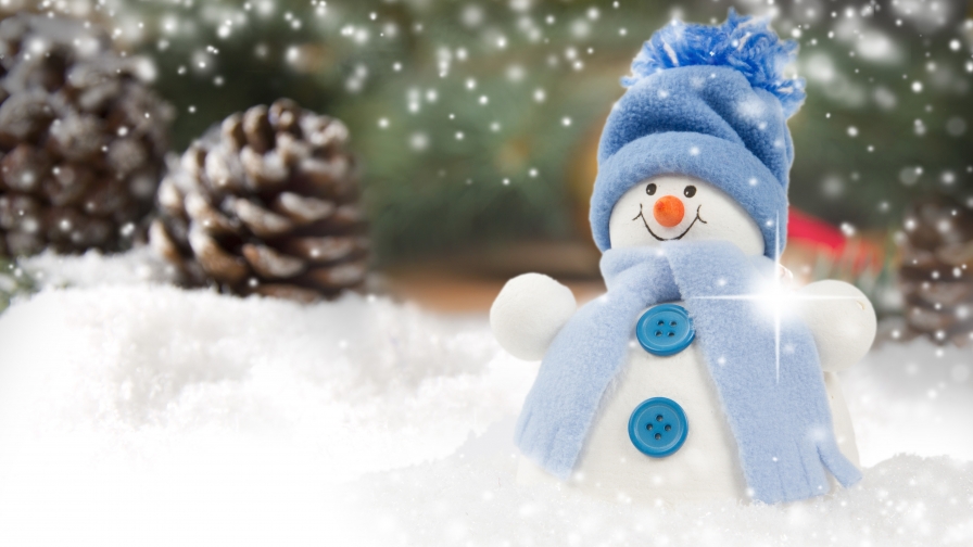 Funny Snowman with Blue Scarf