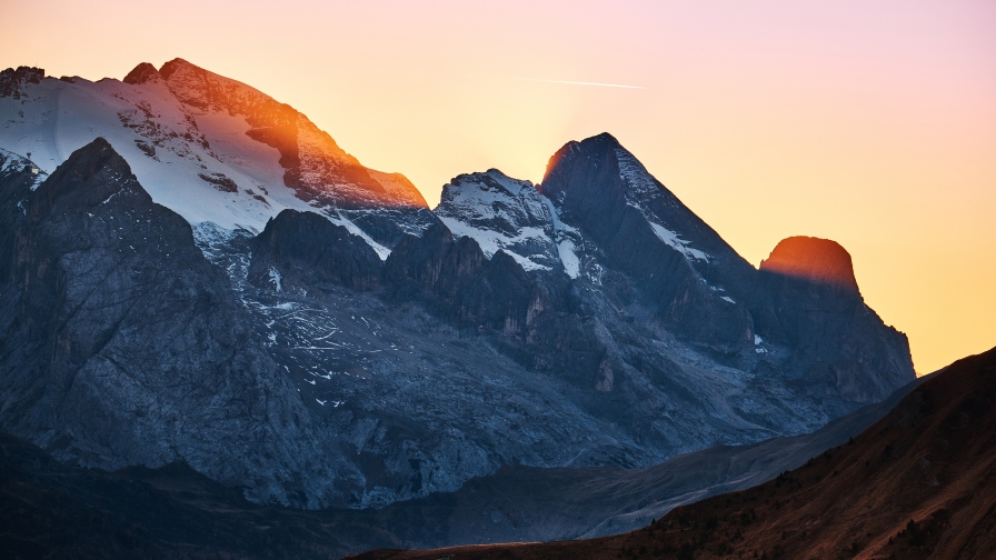 Giau Pass Mountains and Beautiful Sunset