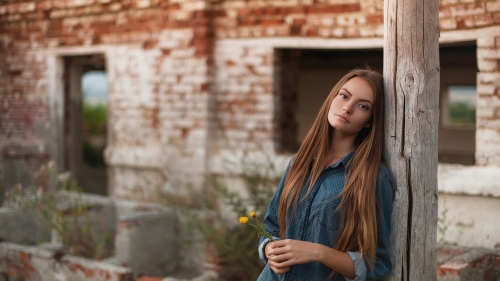 Girl with Long Hair Outdoor