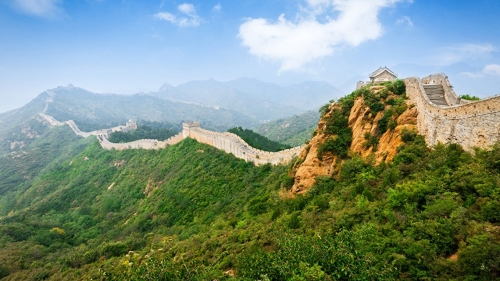 Great Wall Of China and Green Forest