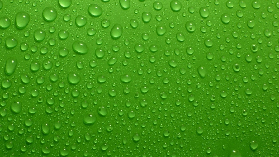 Green Surface and Water Drops