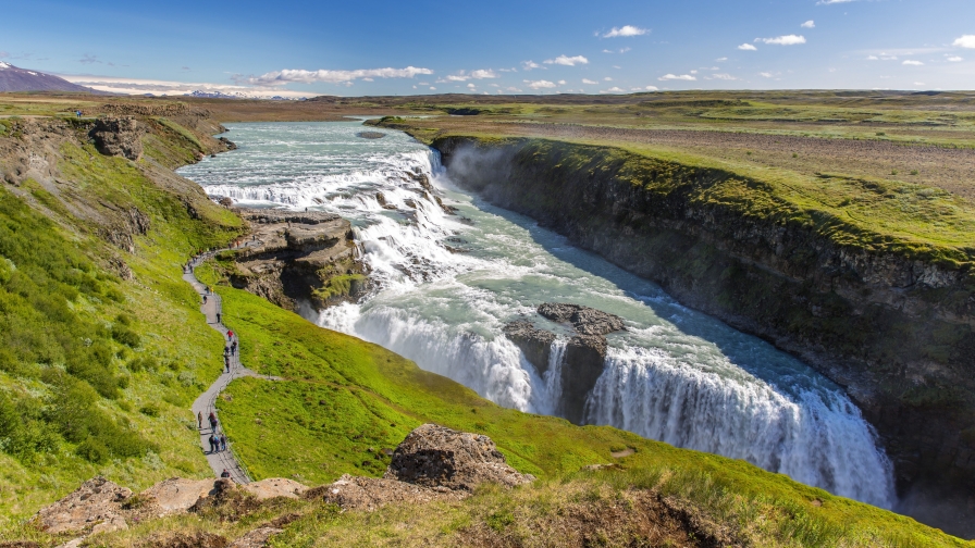 Gullfoss Beautiful Big Waterfall in Iceland