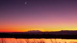 Half Moon and Sunset Twilight Lake