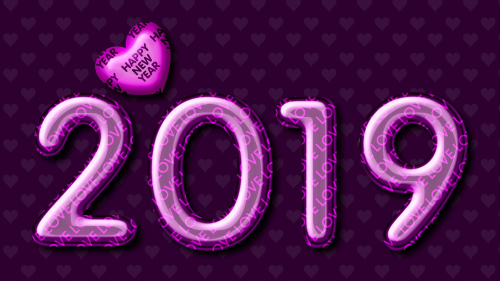 Happy New Year 2019 Pink