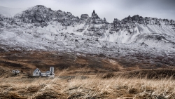 Iceland Beautiful Mountains and Yellow Grass