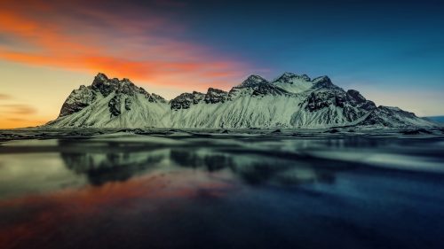 Lake and Snowy Mountains