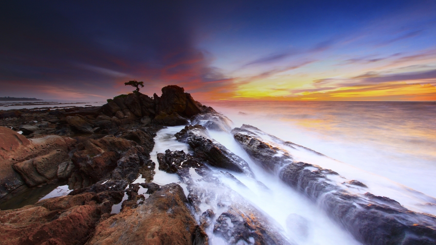 Long Exposure of a Clouds and Water