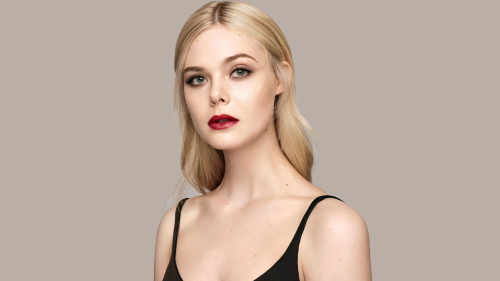 Mary Elle Fanning with Red Lips and Gray Eyes