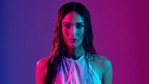 Megan Fox Pretty Young Beauty in Purple and Blue Light