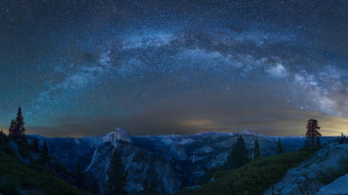 Milky Way and Yosemite National Park in California