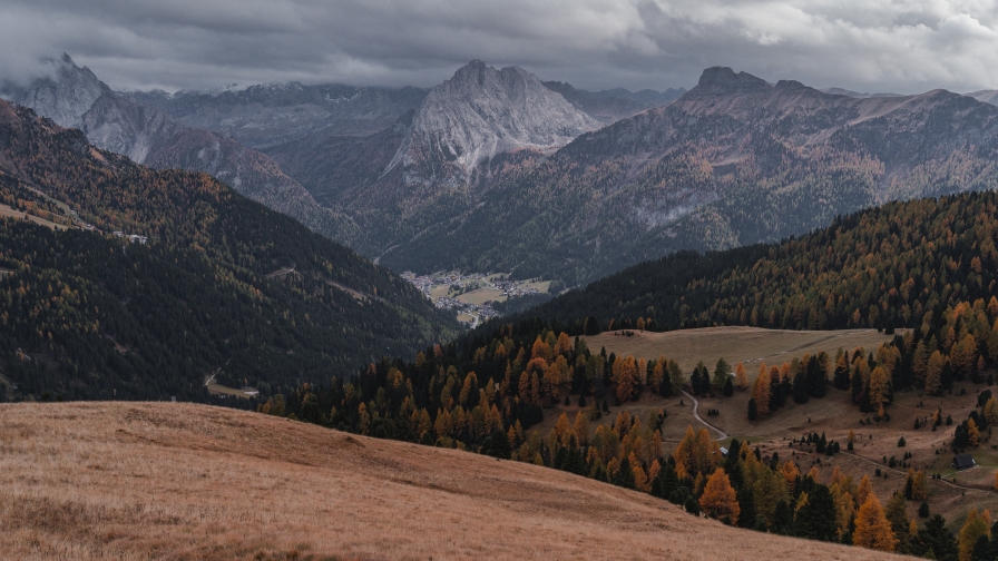 Mountain Range under Grey Sky