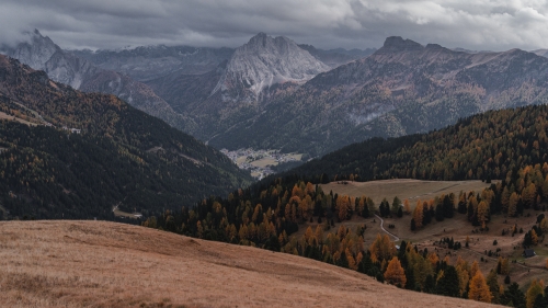 Mountain Range under Grey Sky