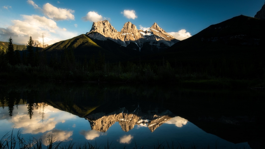 Mountains Peaks and Clouds in Sky