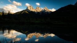 Mountains Peaks and Clouds in Sky