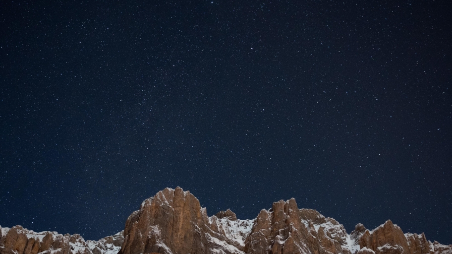 Mountains Peaks and Starry Sky