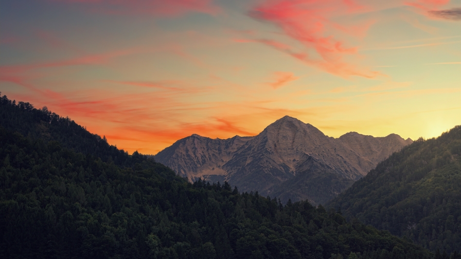 Mountains Peaks and Sunset