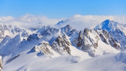 Mountains Peaks Fog and Snow