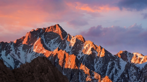 Mountains Peaks with Sunset Sunlight