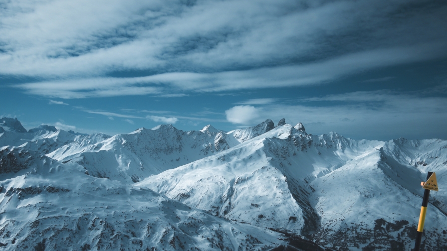 Mountains Snow and Beautiful Evening