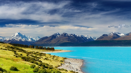 New Zealand River and Mountains Hills