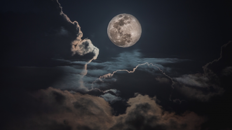 Night Sky Clouds and Moon