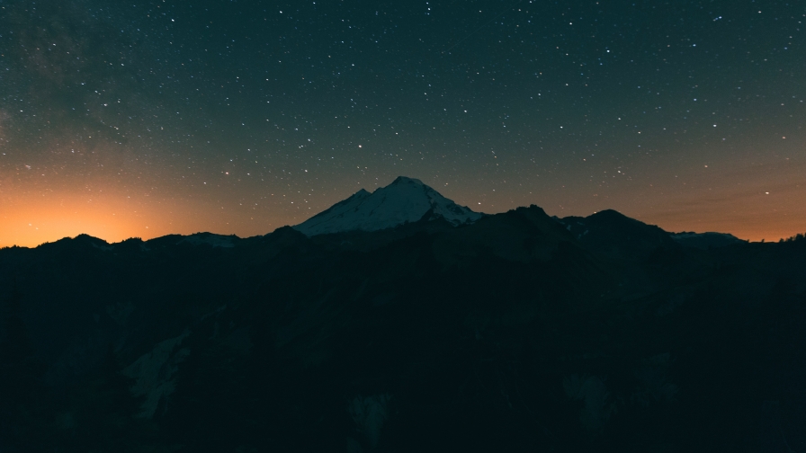 Night Starry Sky and Mountains