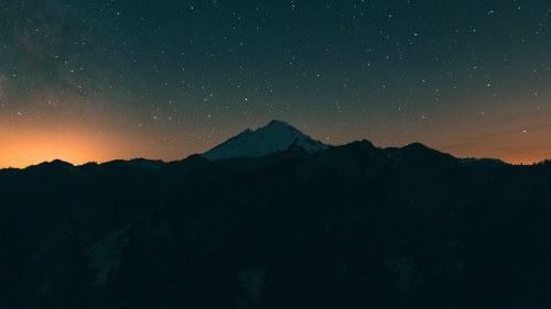 Night Starry Sky and Mountains