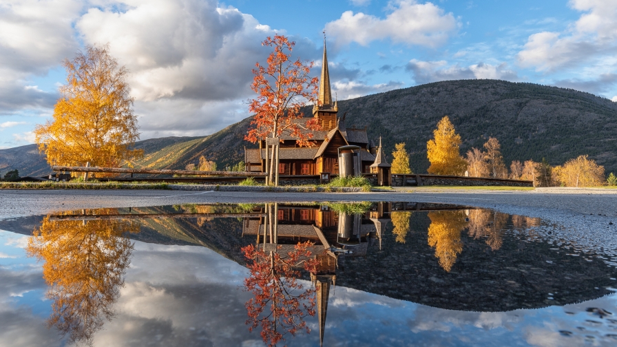 Old House and Reflection in River