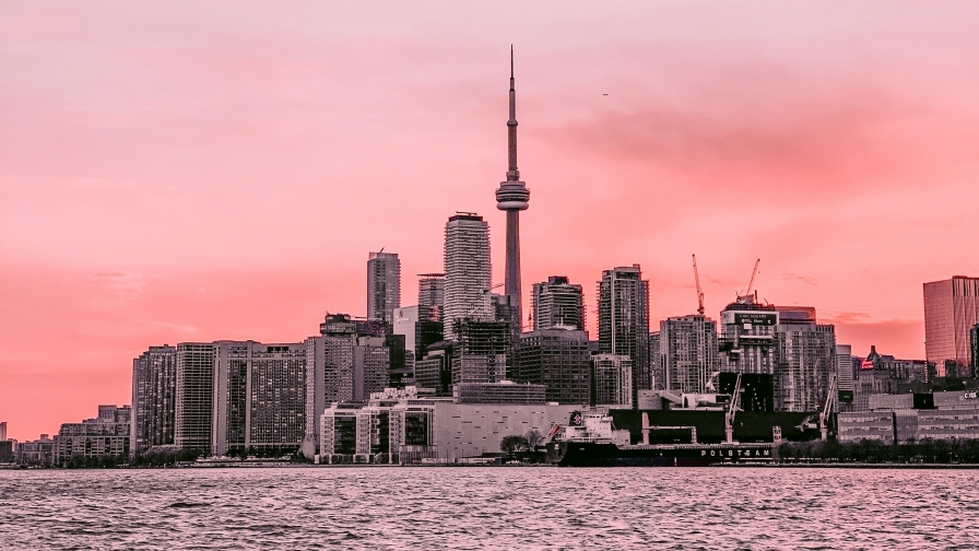 Pink Sunset and Big City