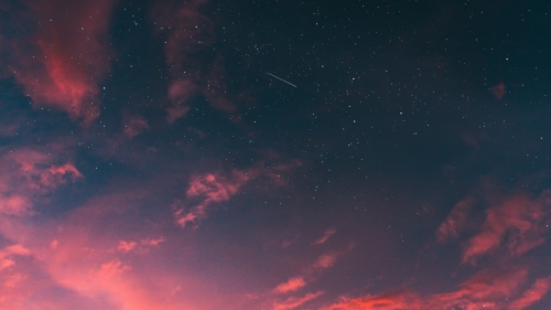 Pink Sunset and Starry Sky