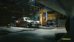 Porsche in Garage Cyberpunk 2077