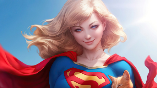 Pretty Supergirl with Cat