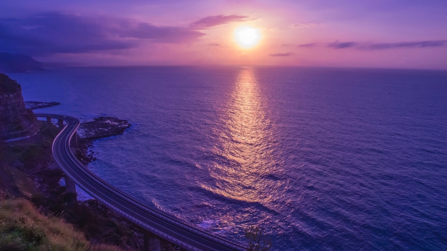 Purple morning and beach