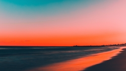 Red and Blue Sunset on Beach