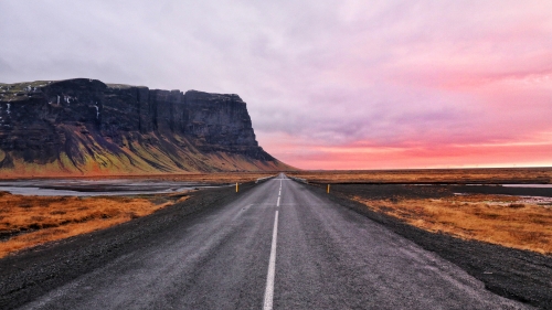 Road and Mountains During Sunset