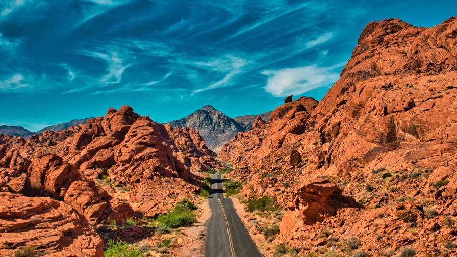 Road in Red and Yellow Mountain Valley