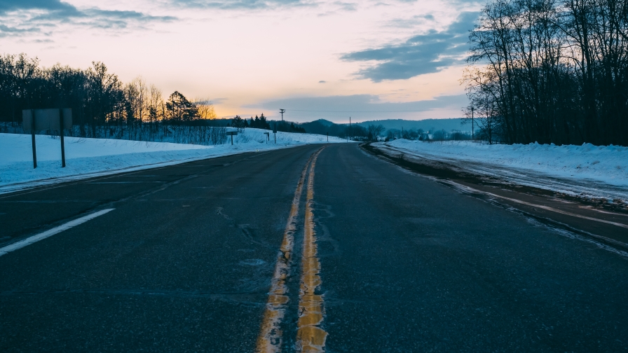 Road in Winter Forest