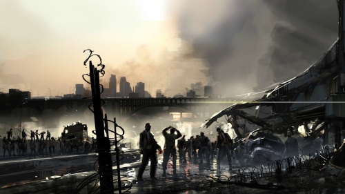 Ruins of the city and zombies