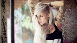Sexy Young Blonde Lady with Tattoo
