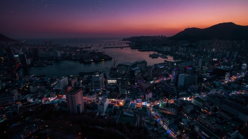South Korea Night Stars Cityscape