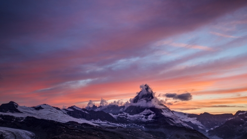 Sunrise Winter Twilight Mountain Matterhorn