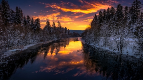 Sunset and Winter River