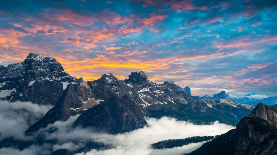 Three Peaks of Mountains in Italy