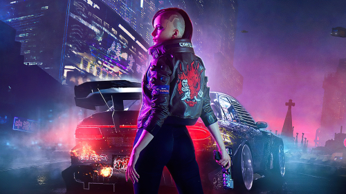 V Cyborg Girl Outdoor in Cyberpunk 2077 and Car