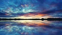 View on Beautiful Lake and Sunset