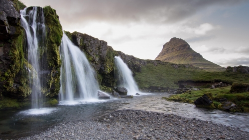 Waterfall in Cliff and River