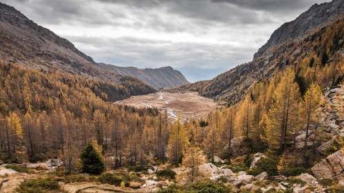 Wonderful Autumn Mountain Valley and River