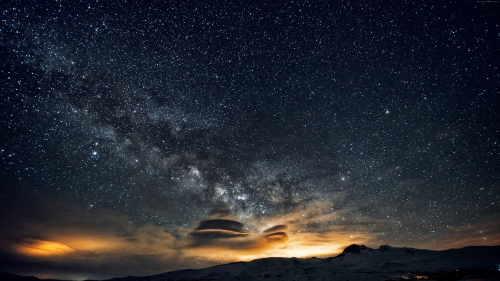 Wonderful Milky Way in Mountains Valley